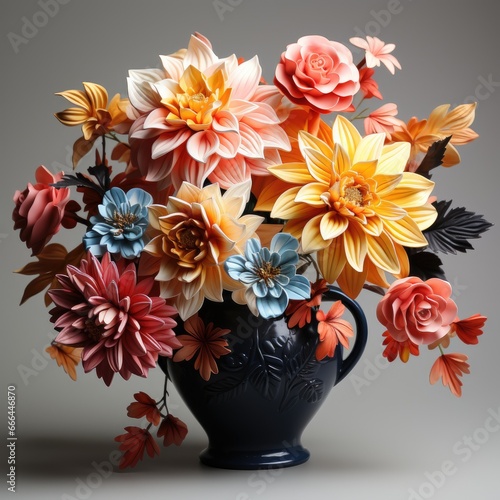 Beautiful Flowers Vase, Hd , On White Background  © Moon Art Pic