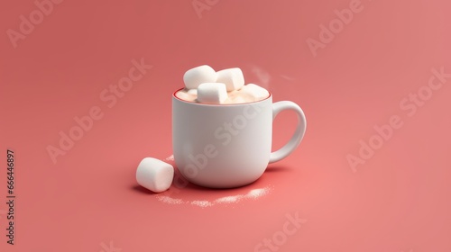 A minimalistic hot cocoa mug with a marshmallow on top. AI generated