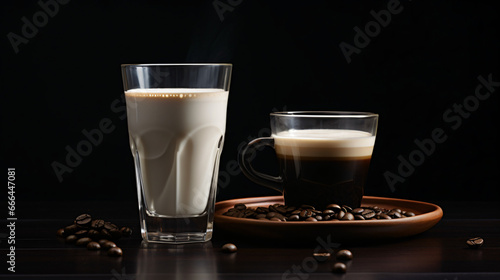 Glass with coffee and milk