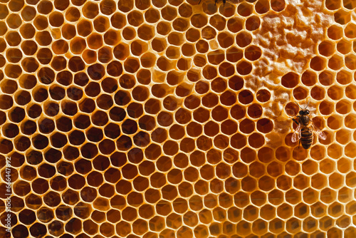 Hexagon patterned honeycomb with honey bee