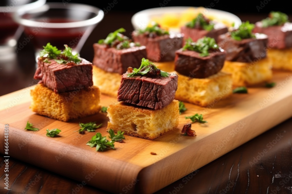a inviting layout of churrasco grilled cheese cubes a inviting layout of churrasco grilled cheese cubes