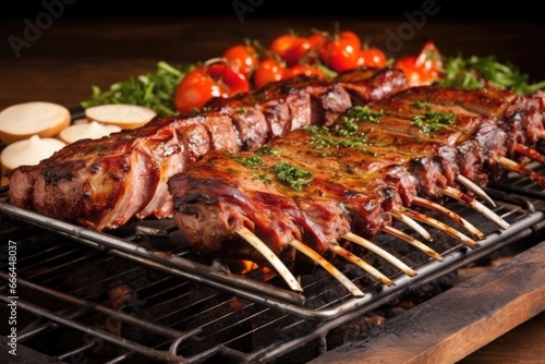 rack of lamb ribs on skewers for churrasco