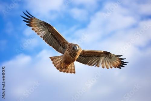 a hawk soaring alone in the sky