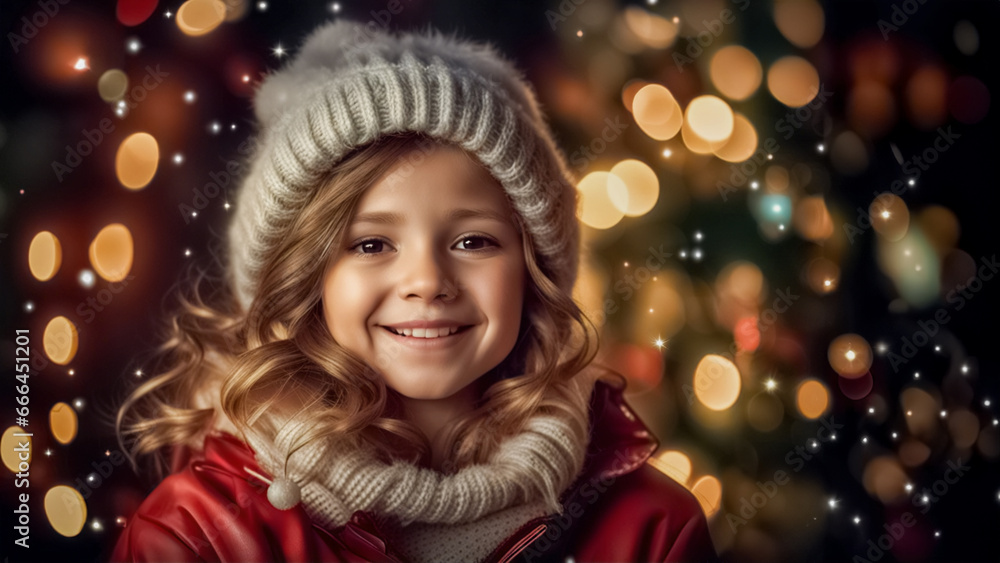 Ritratto del Natale, bambina gioiosa Ritratto del Natale, bambina gioiosa
