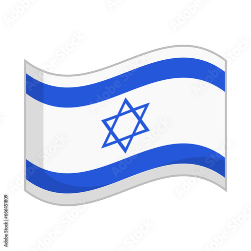 Fluttering Israeli flag icon. Vector.