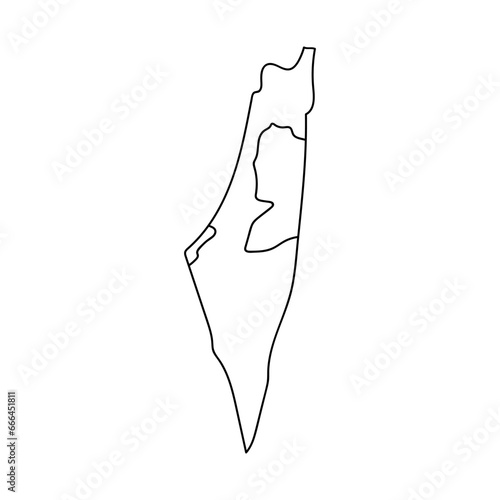 Boundary map of Israel-Palestine border. Vector.