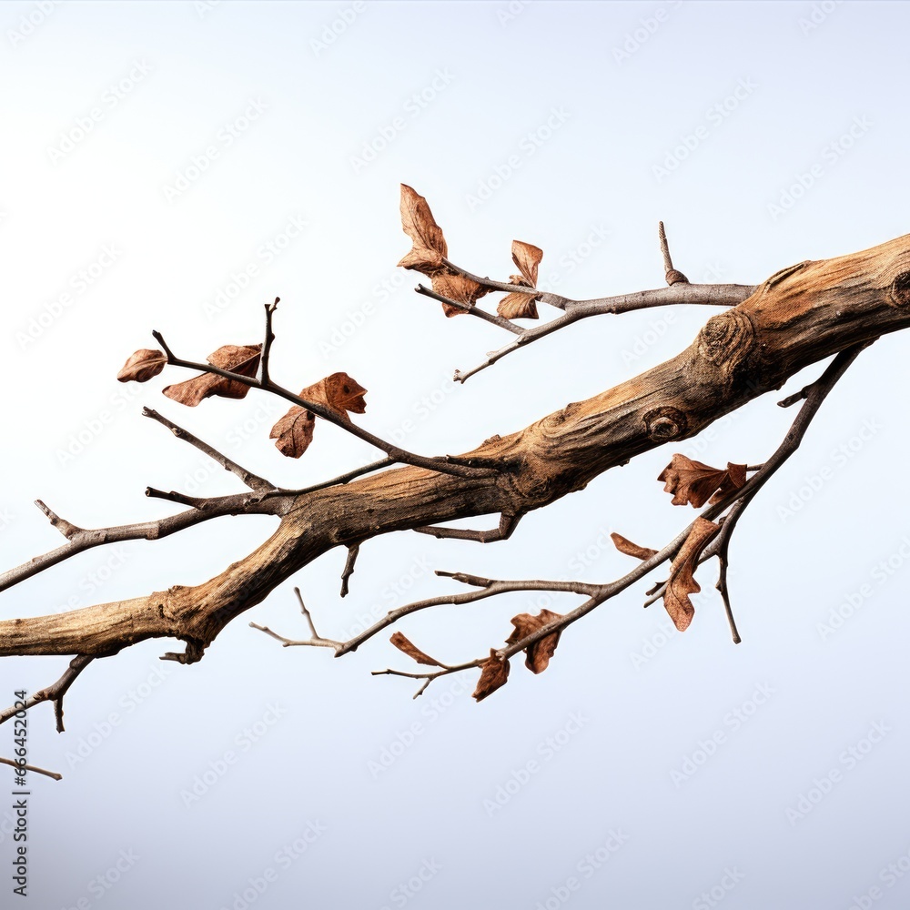 Fototapeta premium Dry Thin Plant Branch, Hd , On White Background