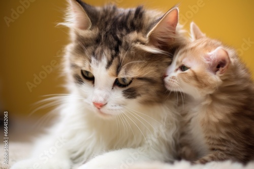 an adult cat grooming a kitten © Alfazet Chronicles