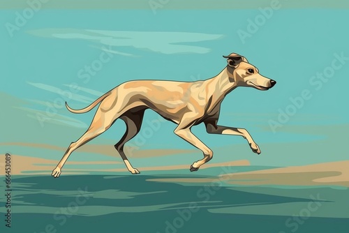 A cartoon representation of an energetic and graceful Italian greyhound dog. Generative AI