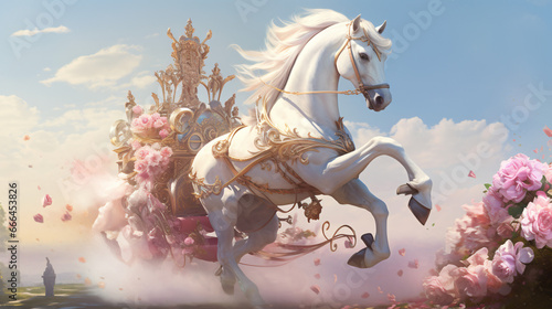 Horse drawn with a horse unicorn