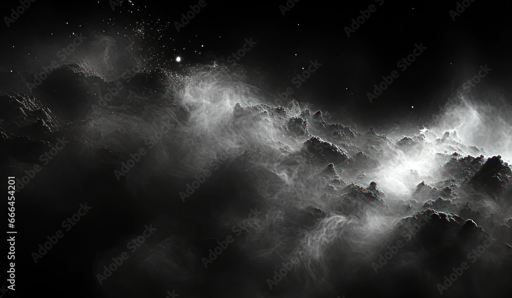 White smoke on a black background, smoke or dust texture