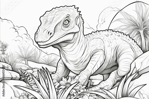 dinosaure line art kid coloring page book clipart