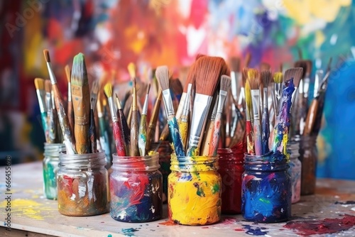 paint brushes of different sizes displayed neatly on a table