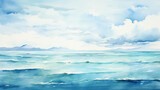 Illustration of a sea in watercolor.