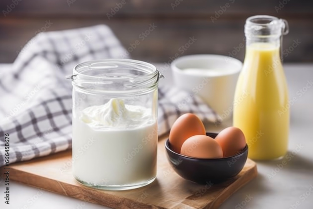 blender and a bowl of yogurt on a kitchen tabletop blender and a bowl of yogurt on a kitchen tabletop