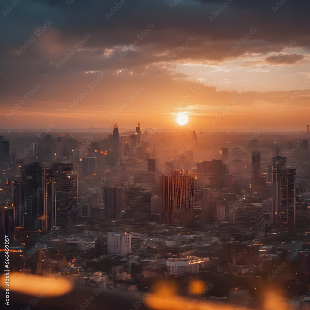 Fototapeta premium sunset over the city