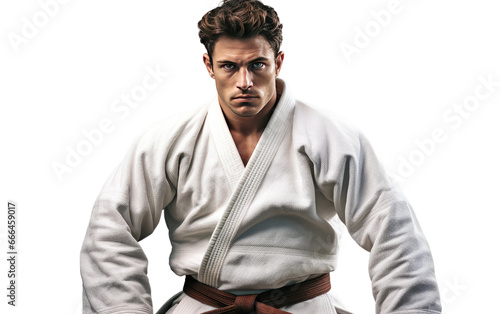 Professional Judo Player Drawing on White or PNG Transparent Background. photo