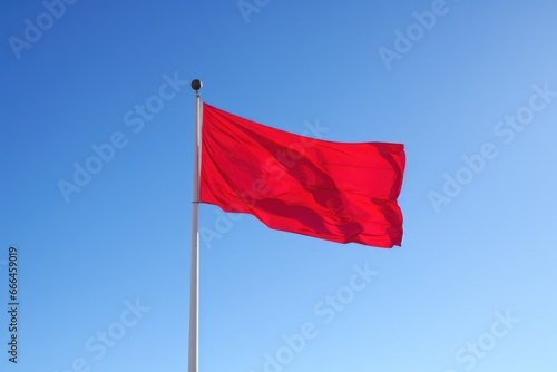 red flag fluttering against a clear blue sky