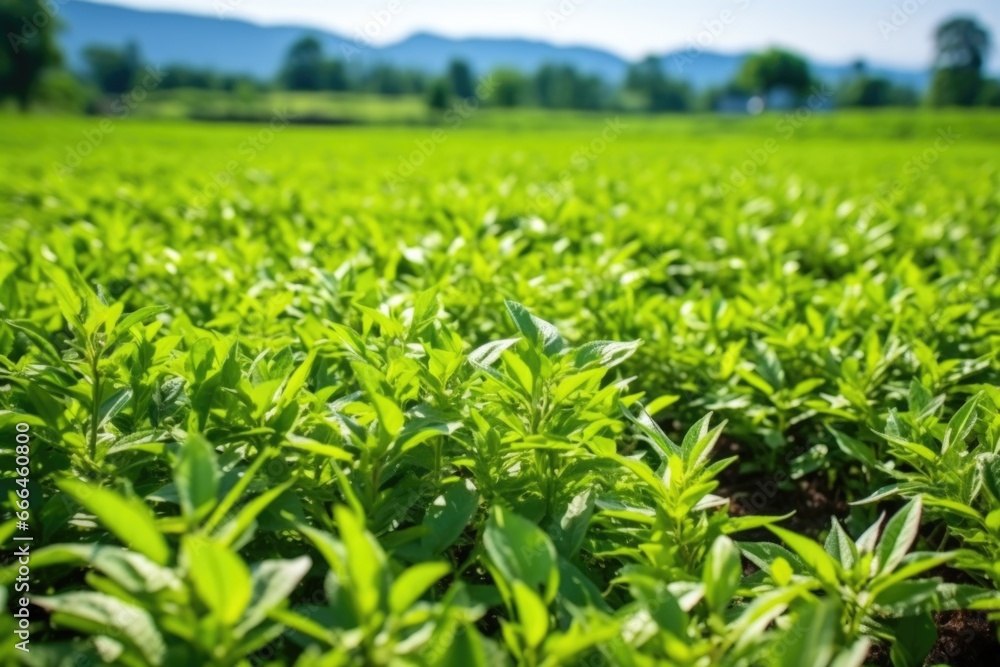 tea plants flourishing in rich, fertile soil tea plants flourishing in rich, fertile soil