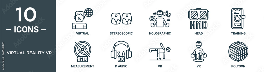 virtual reality vr outline icon set includes thin line virtual ...