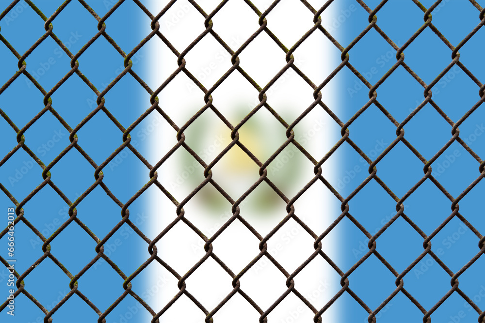 A steel mesh against the background of the flag Guatemala. A steel mesh against the background of the flag Guatemala.