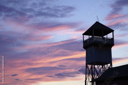 watchtower against evening sky photo