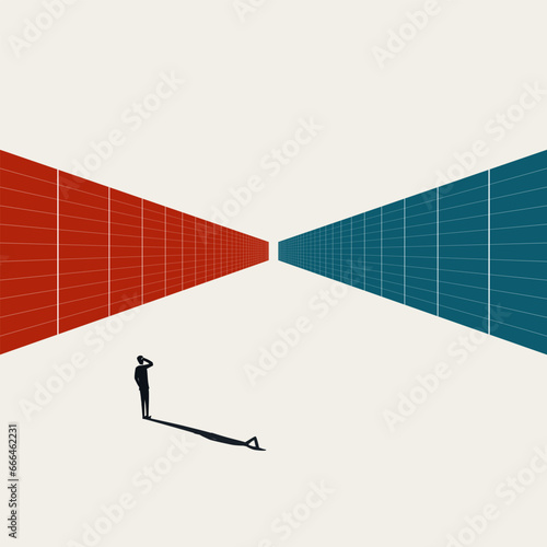 Business career decision making, vector concept. Symbol of opportunity, journey, path. Minimal illustration.