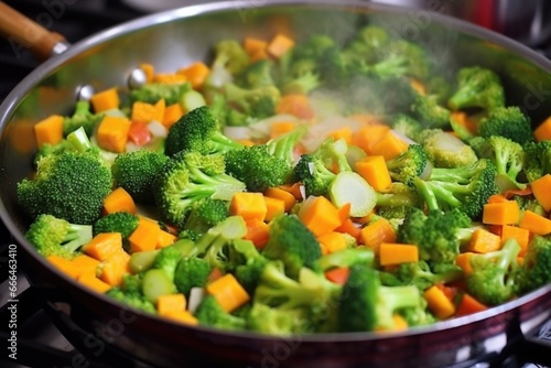 stirring chopped vegetables into the kurma mixture