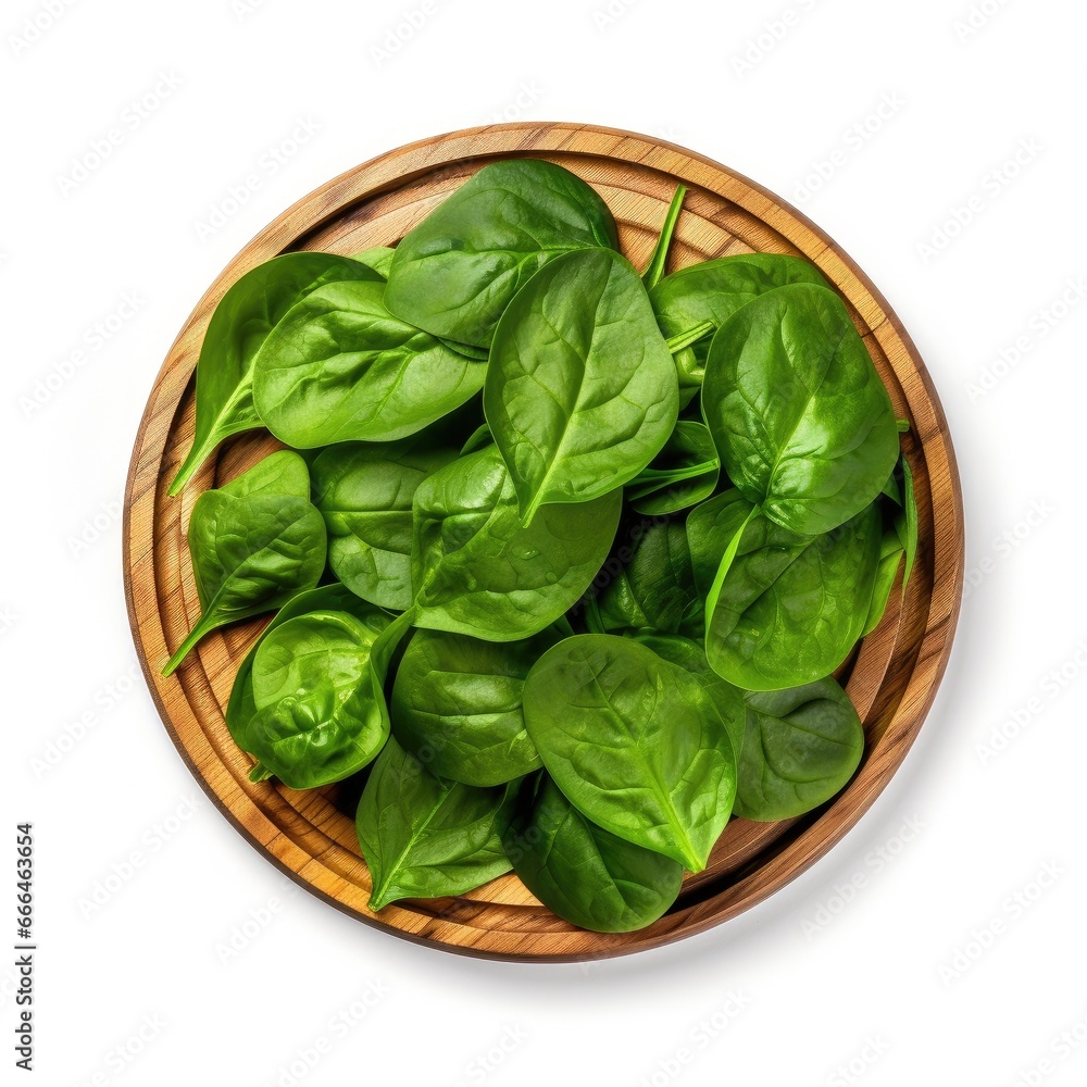 Fresh spinach leaves in bowl on rustic wooden table,Generative Ai Fresh spinach leaves in bowl on rustic wooden table,Generative Ai