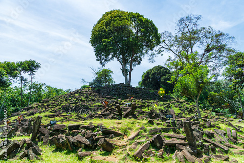 Gunung Padang Megalithic Site in Cianjur, West Java, Indonesia. Gunung Padang is the largest megalithic site in all of Southeastern Asia.  photo