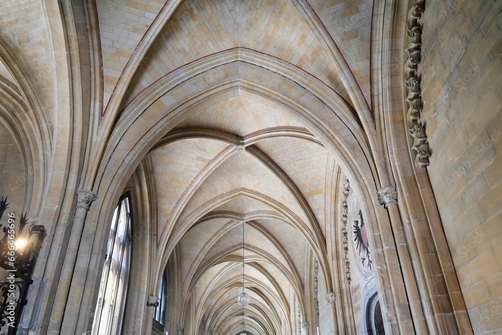 Ceiling inside of the hallways of the Basilica of Saint Servatius in Maastricht, Limburg, Netherlands 