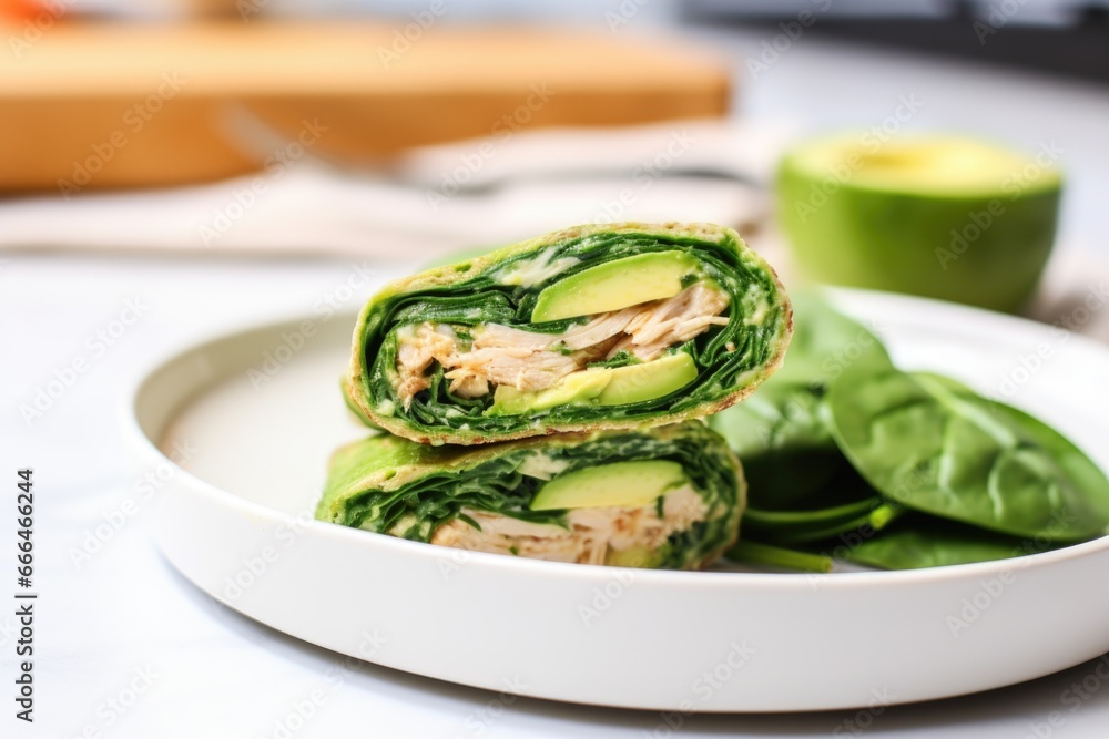 untouched wrap sandwich filled with avocado, turkey, and spinach untouched wrap sandwich filled with avocado, turkey, and spinach