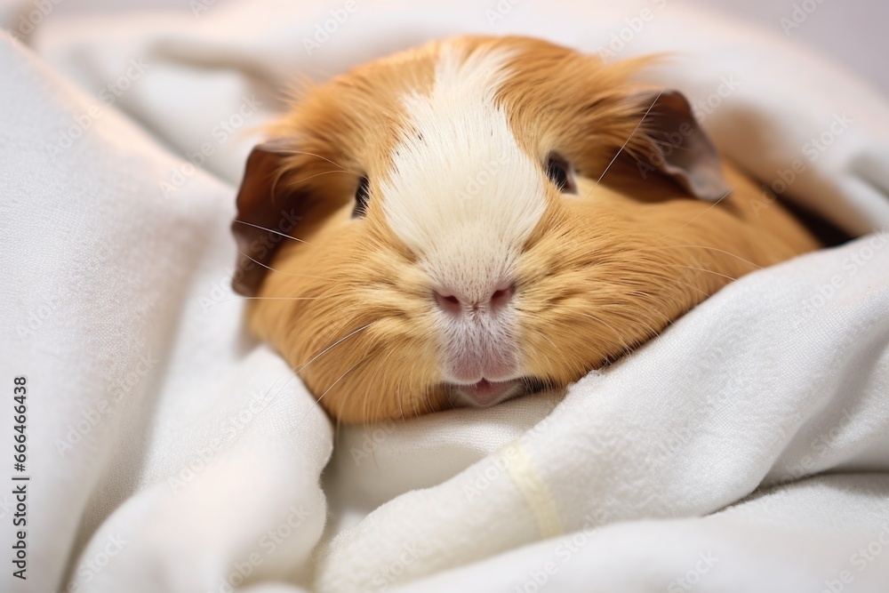 aged guinea pig in soft bed aged guinea pig in soft bed