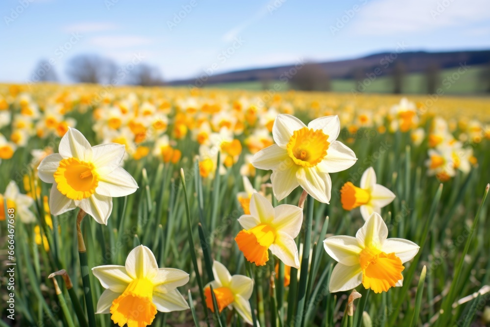 an array of cheerful daffodils in a meadow an array of cheerful daffodils in a meadow