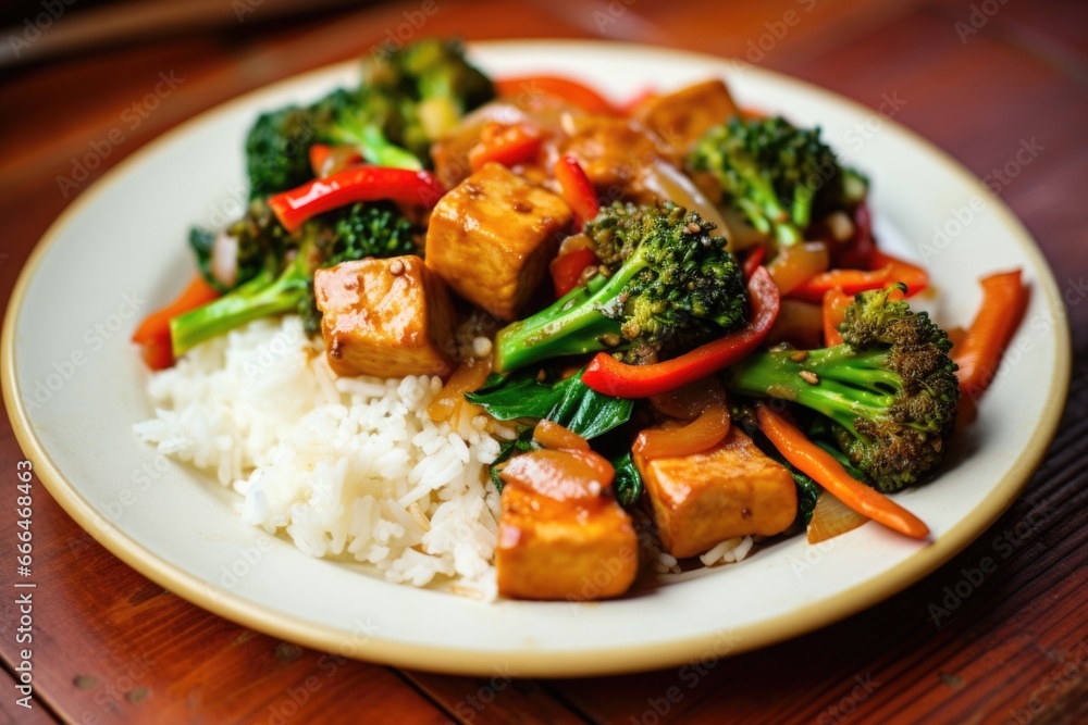 honey-glazed tofu stir-fry with vegetables honey-glazed tofu stir-fry with vegetables