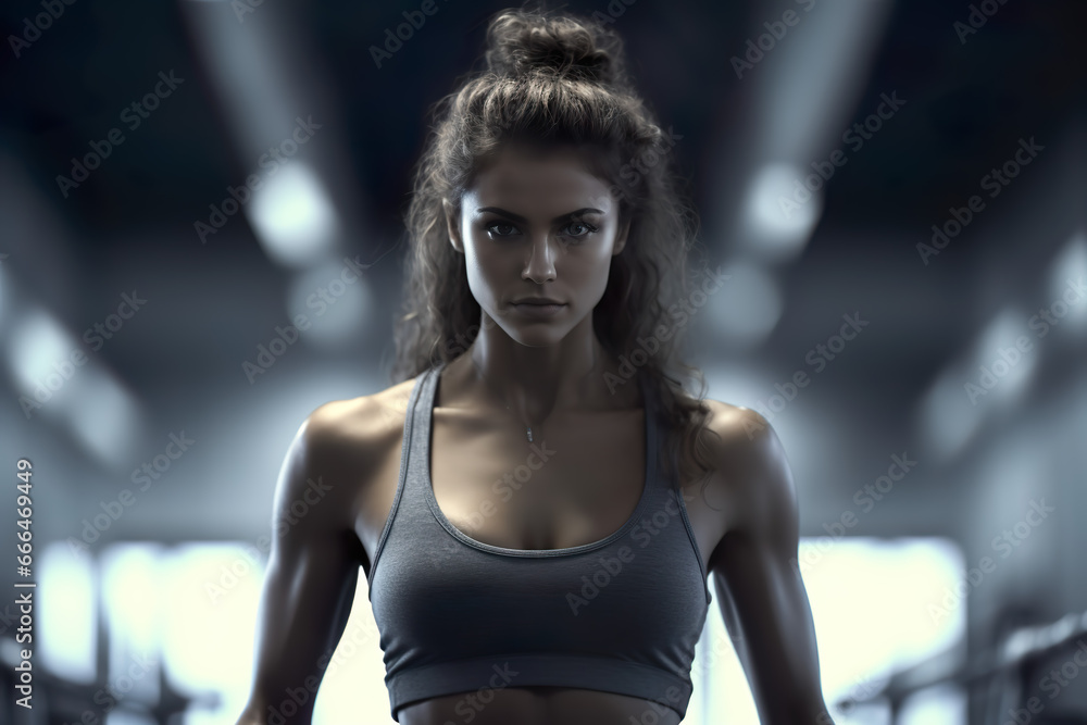 Woman excercising motivated in the gym