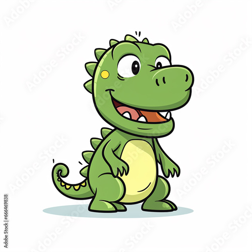 2d cute cartoon crocodile animal  2d cartoon with sharp outlines on White Background