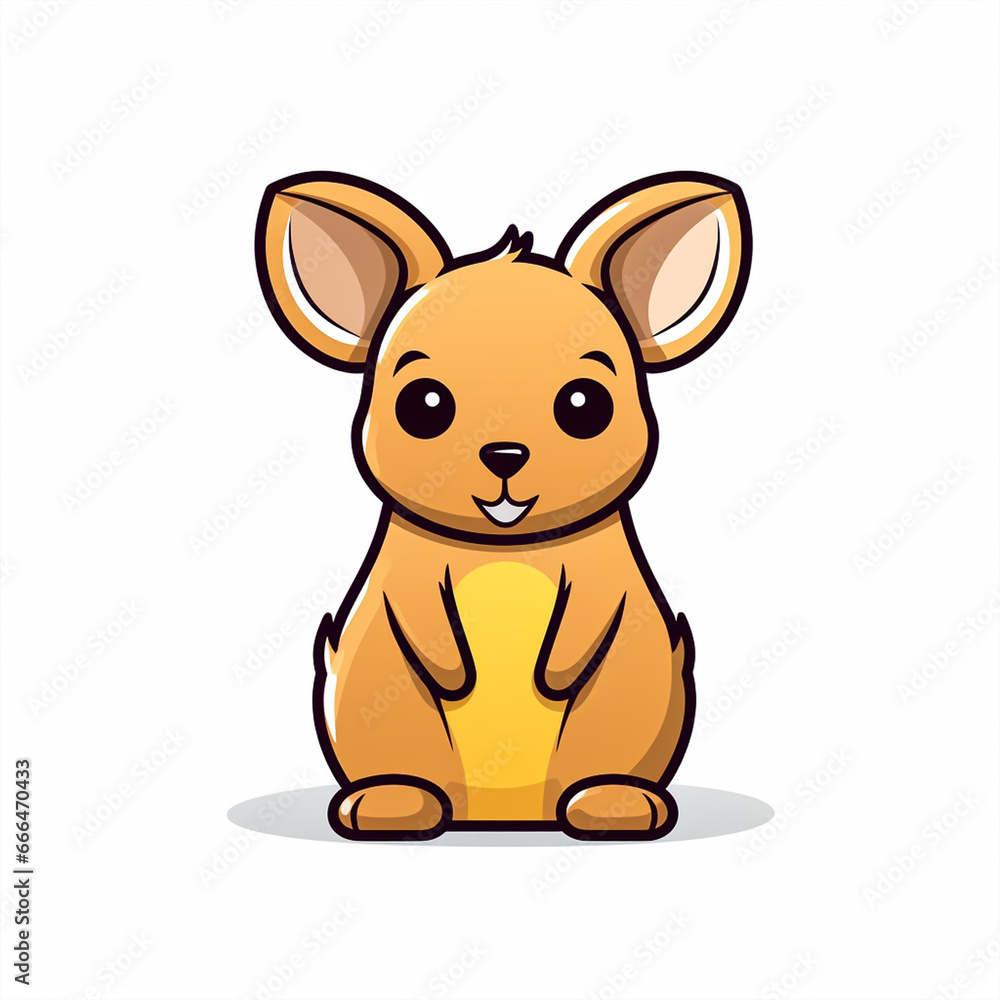 2d cute cartoon kangaroo animal, 2d cartoon with sharp outlines on White Background 2d cute cartoon kangaroo animal, 2d cartoon with sharp outlines on White Background