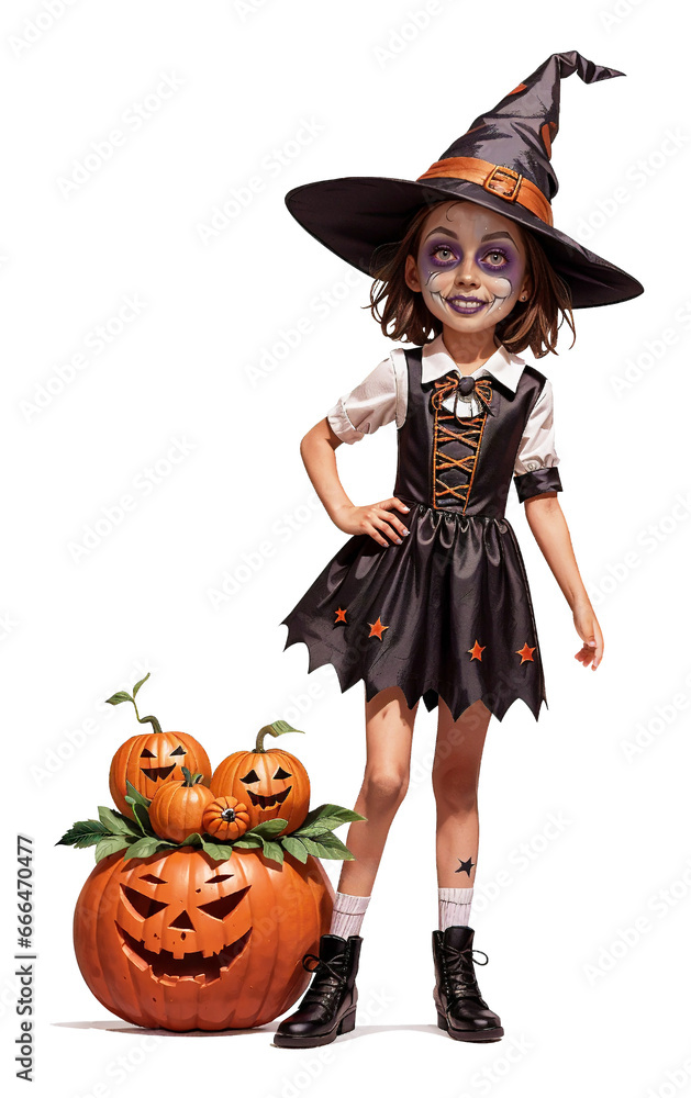 a girl wearing witch costume for halloween