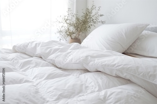 a big pillowcase and comforter on a soft mattress