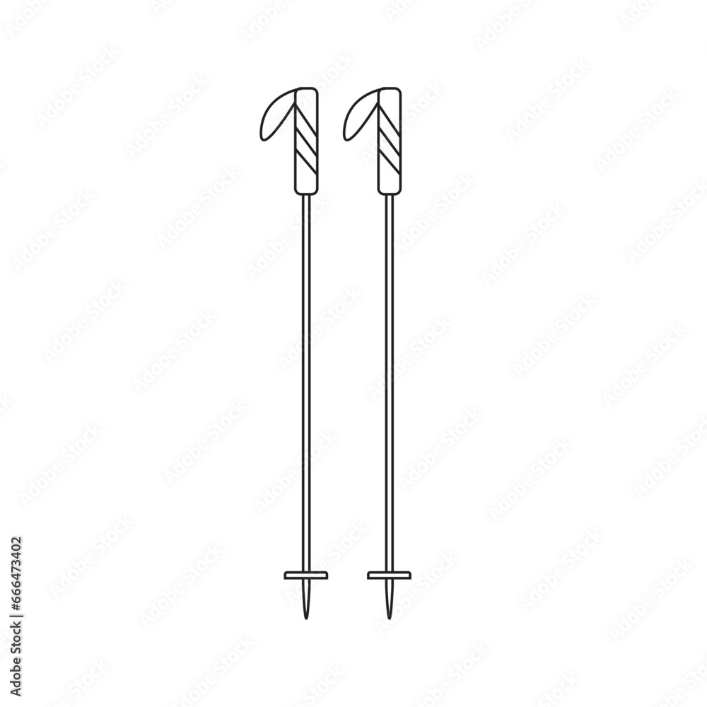 Vector illustration of ski poles. Isolated on white background. Vector illustration of ski poles. Isolated on white background.