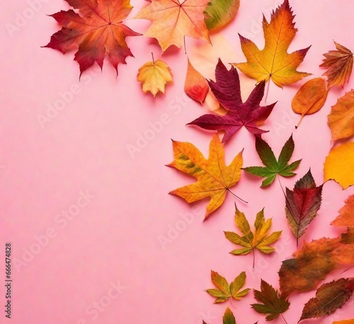 Autumn Leaves Pink Background