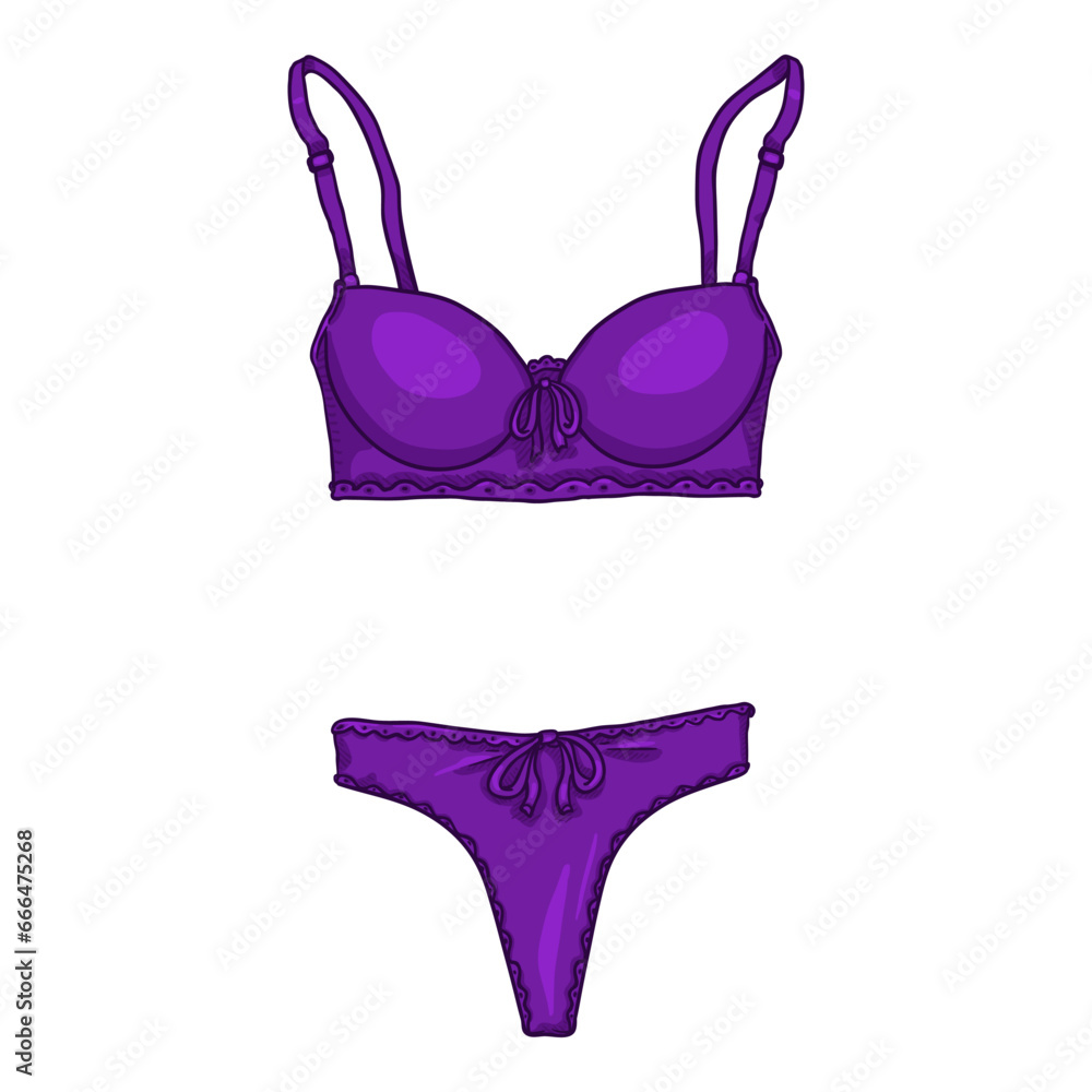 Vector Cartoon Purple Women Lingerie. Bra and Panties. Vector Cartoon Purple Women Lingerie. Bra and Panties.