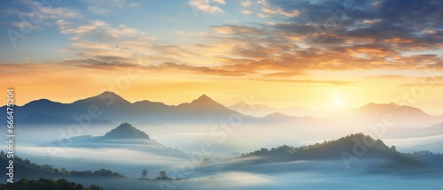 Majestic Morning: Sunrise Sky and Sea of Mist