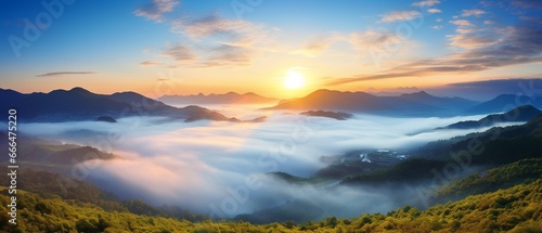 Majestic Morning  Sunrise Sky and Sea of Mist