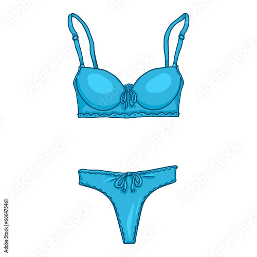 Vector Cartoon Turquoise Women Lingerie