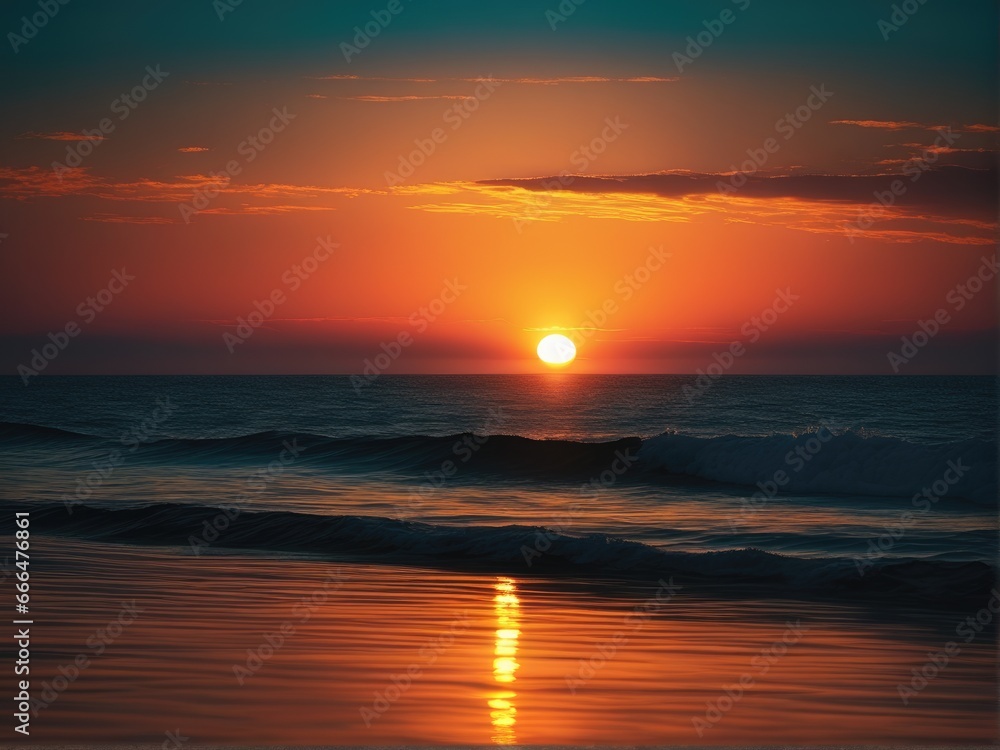 Fototapeta premium Great sunset over the sea