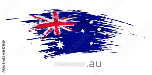 Australia flag. Brush strokes, grunge. Brush painted australian flag on white background. Vector design, template national poster, place for text. State patriotic banner of australia. Copy space
