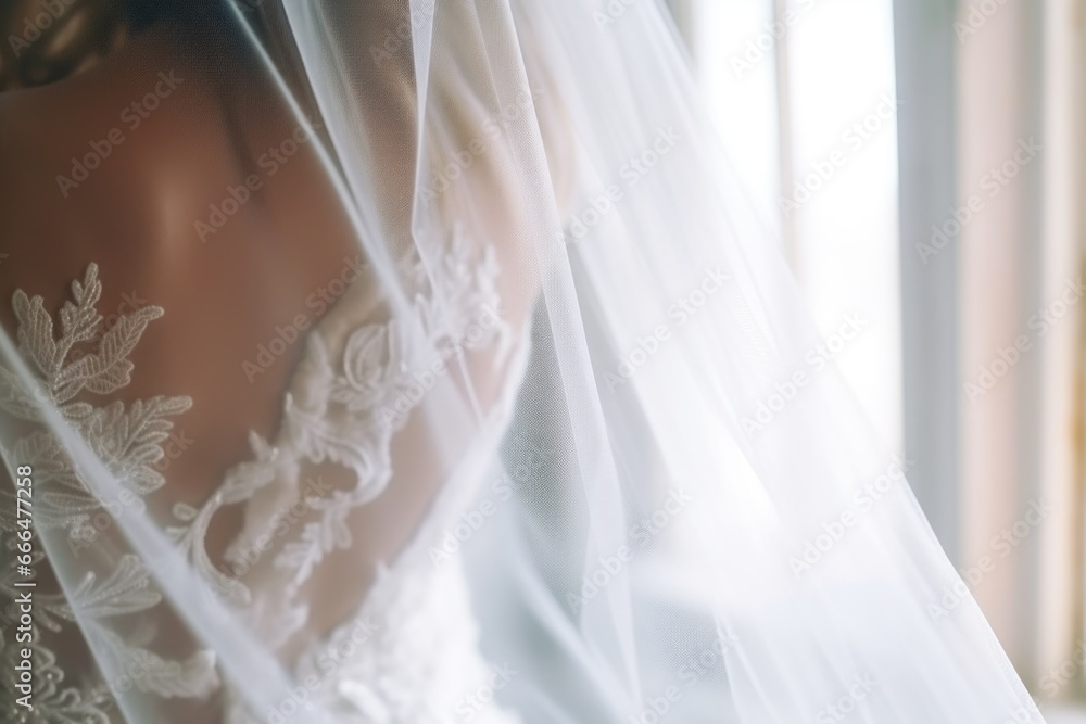 a close-up shot of luxury bridal veil on a hanger a close-up shot of luxury bridal veil on a hanger