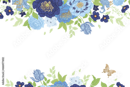 Garland of flowers. Vector illustration. Vintage frame.